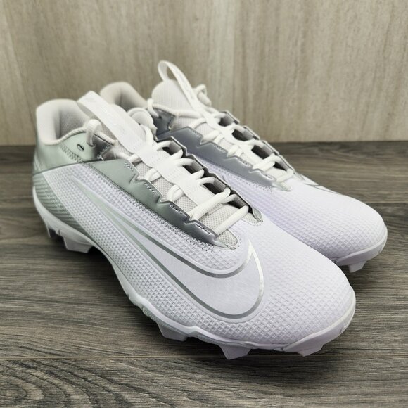 Nike Vapor Edge Shark 2 Size 12 Mens White Metallic Silver Football Cleats - Picture 3 of 11